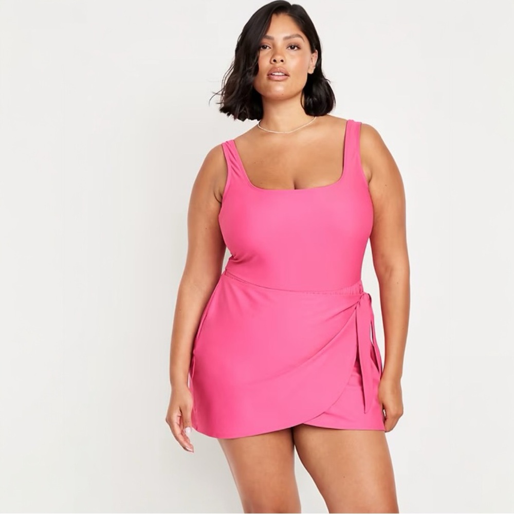 Old Navy Pink One- Piece Swimdress with Side Tie